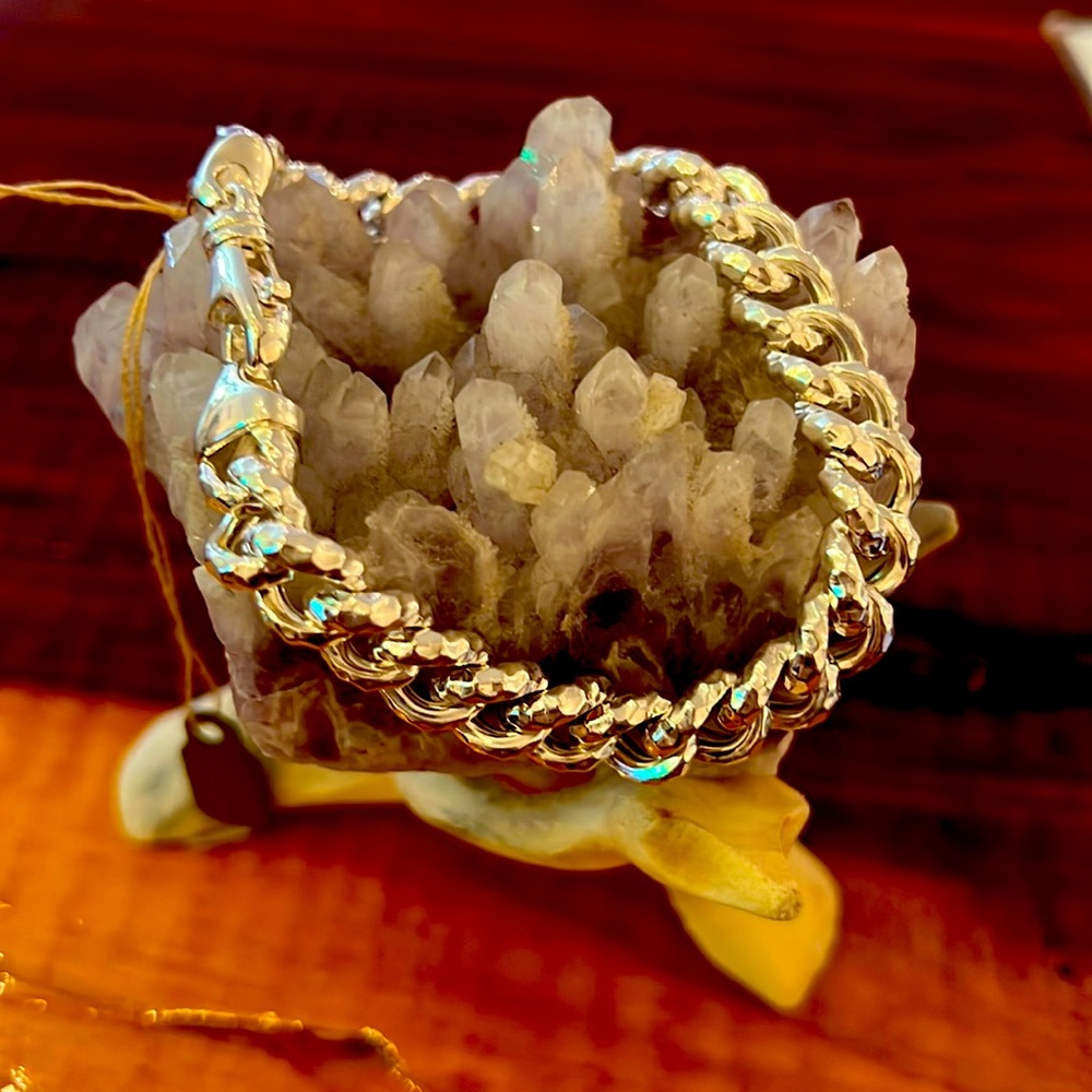 Diamond cut chain link .925 bracelet